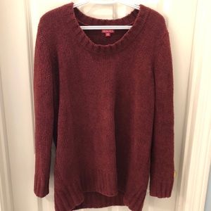 Merona Long Red Fuzzy Crew Neck Sweater